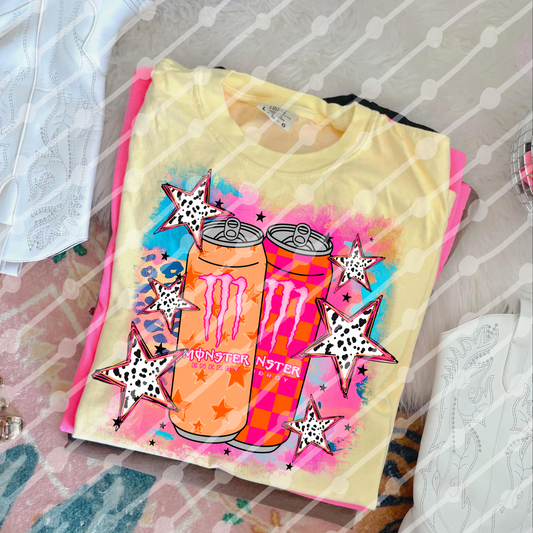 Monster Orange Star Pink Checker Digital Download