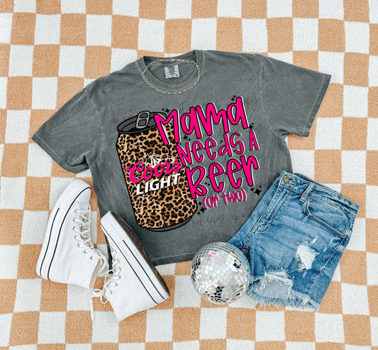 Mama Needs A Beer Or Two Coor Leopard Hot Pink Digital Design
