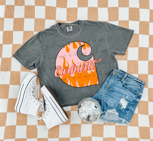 Pink & Orange Flame Car_artt Digital Download