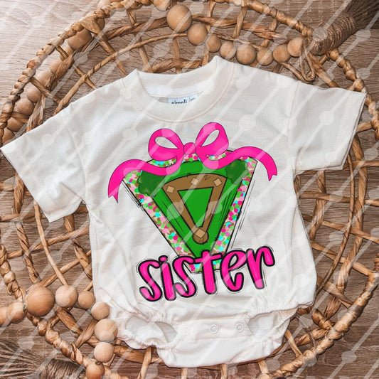 Baseball Sister Field Pink Bow Digital Download