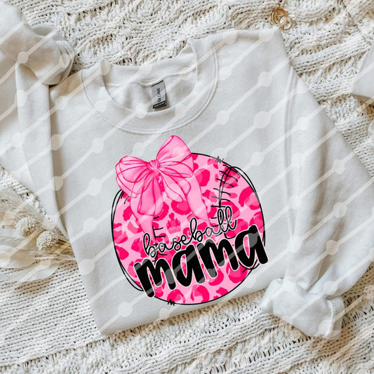 Baseball Mama Pink Leopard Ball With Bow Digital Download