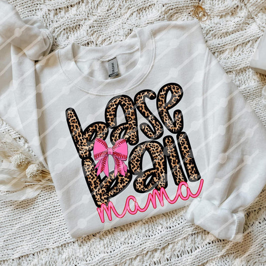 Baseball Mama Leopard With Lace Bow Digital Download