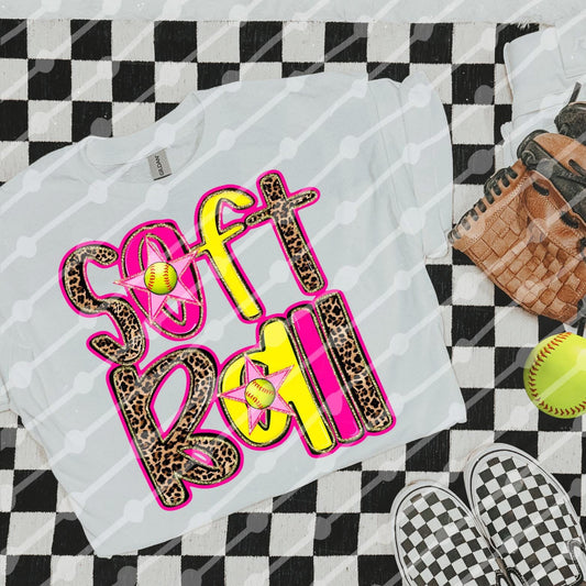 Softball Leopard Star Digital Download