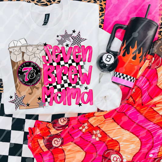 7 Brew Mama Pink Checker Digital Download