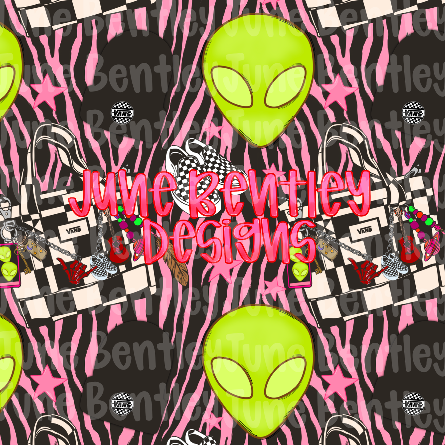 Aliens and vans seamless digital download