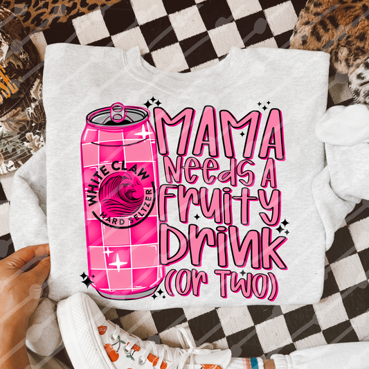 Mama Needs A Fruity Drink Or Two Claw Pink Checker Digital Download