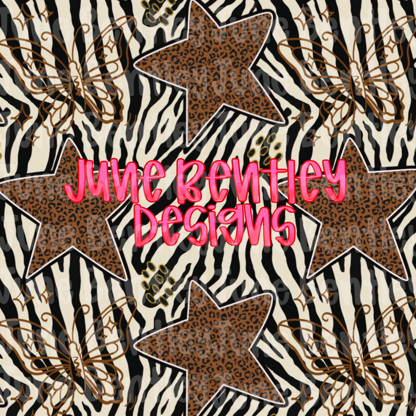 Zebra and brown butterfly outline seamless file