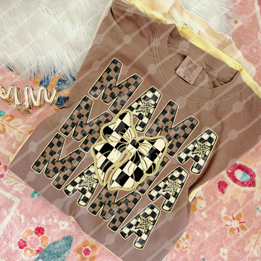 Checkered Mama Bow Stacked Digital Download