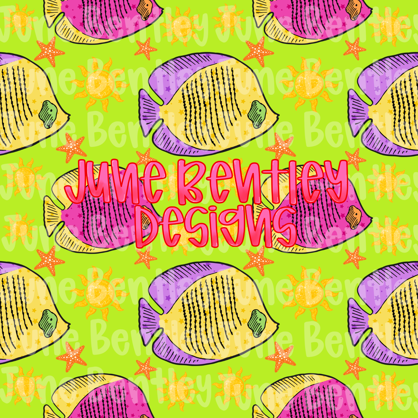 Preppy lime fish seamless digital download
