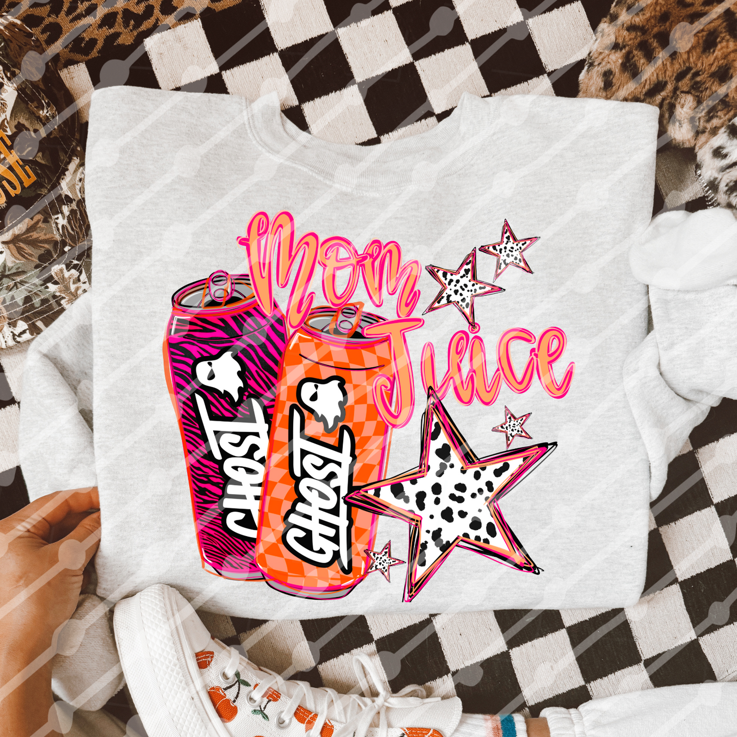 Mom Juice Ghost Orange Checker & Zebra Digital Download