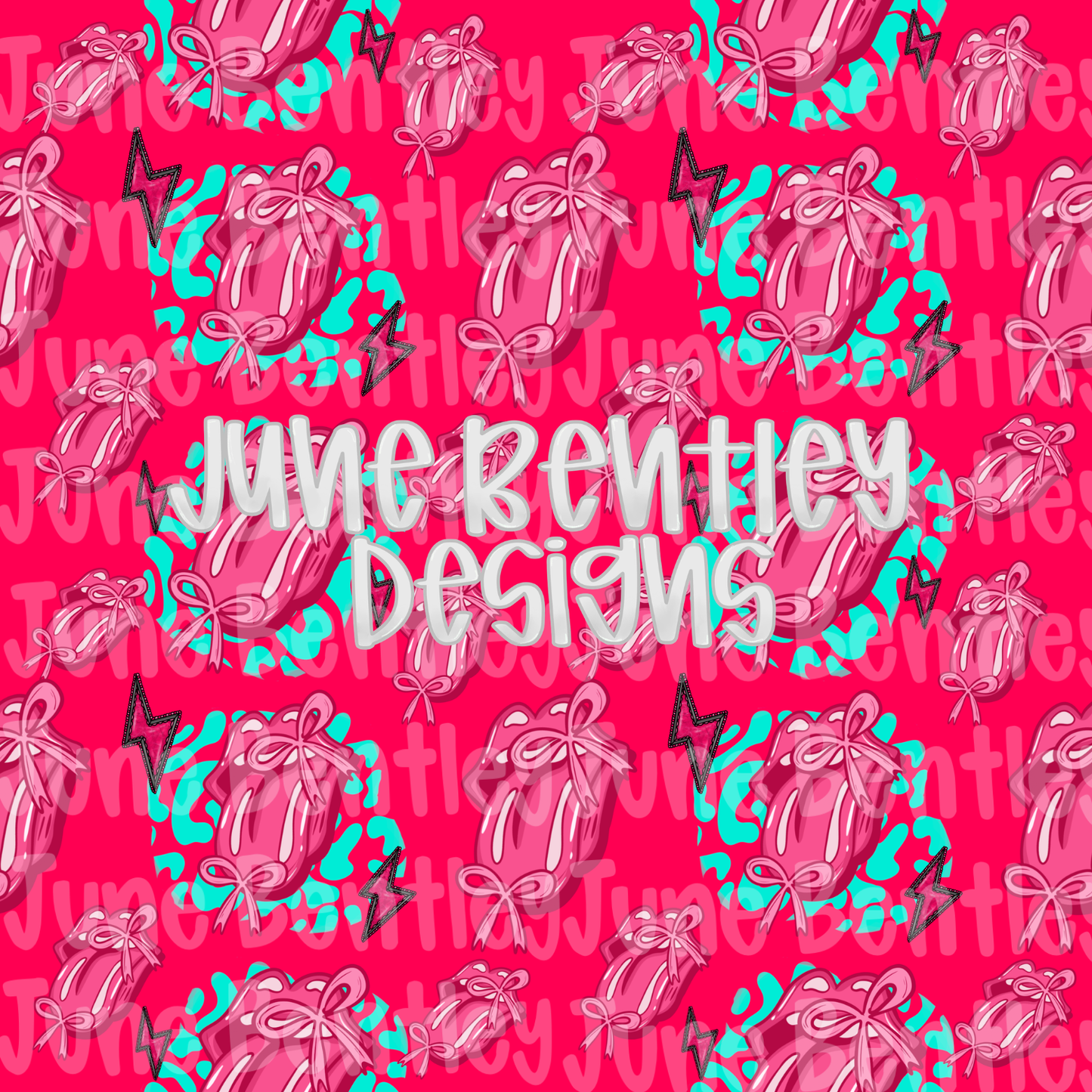 Hot pink western lips seamless digital download
