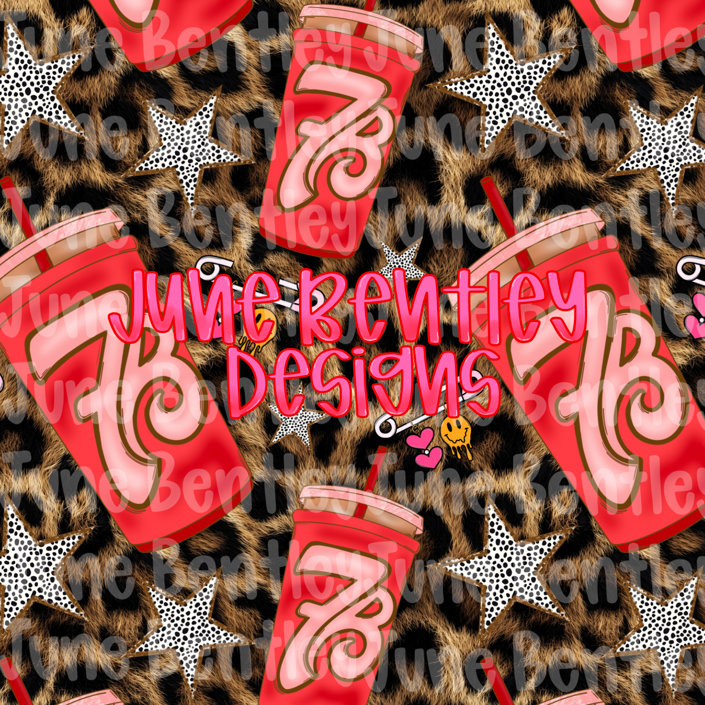 Leopard print & stars 7B seamless