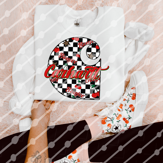 Boujee Checker Cherry Leopard Star Car_artt Digital Download