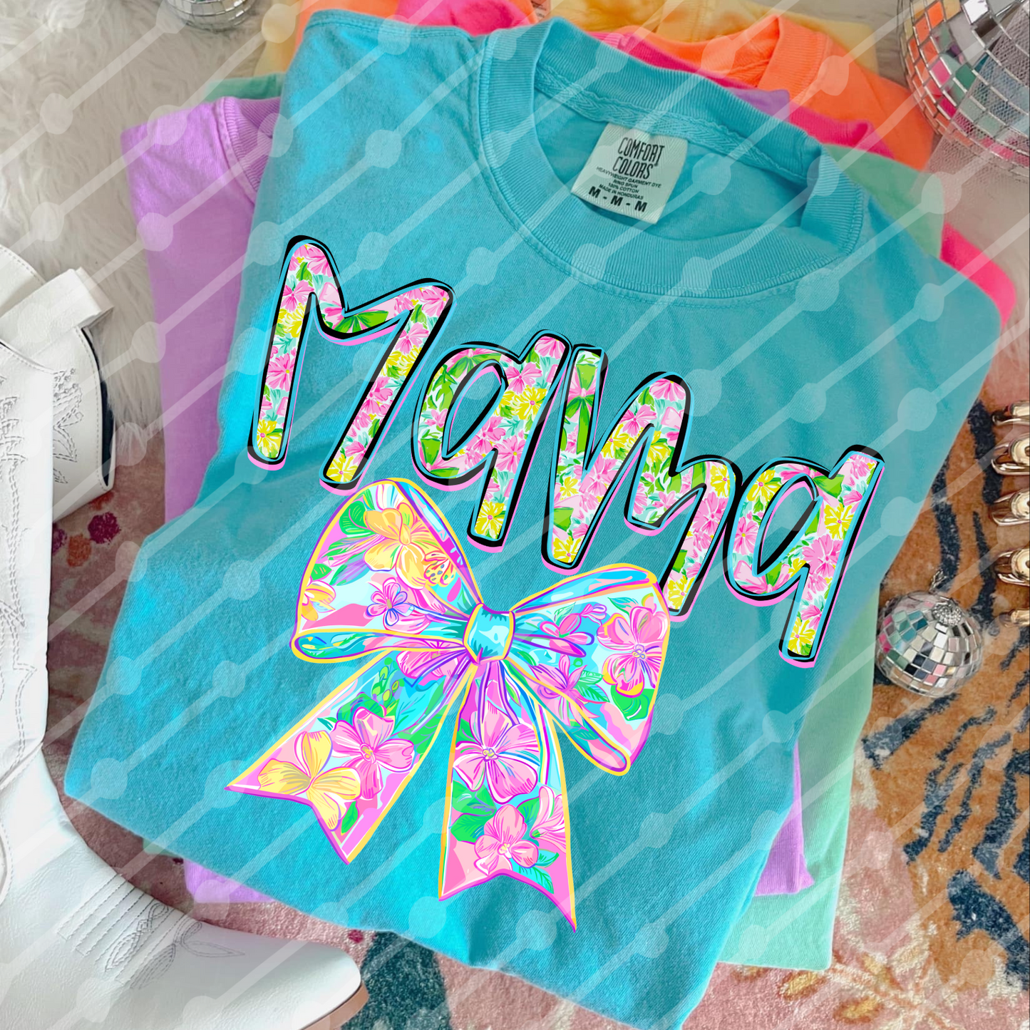 Preppy Mama Floral Bow Digital Download
