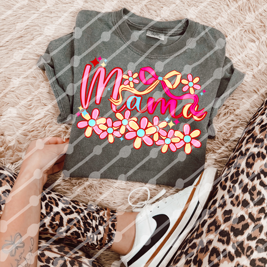 Mama Pink Blue Yellow Bow Floral Digital Download