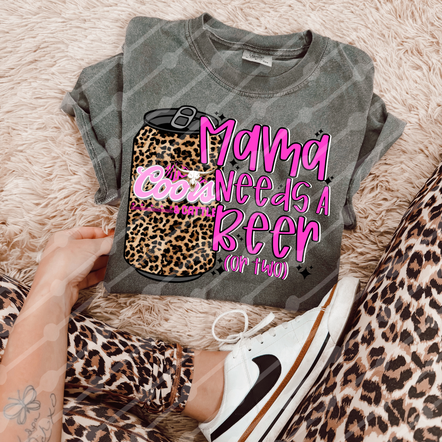 Mama Needs A Beer Or Two Coor Leopard Digital Design