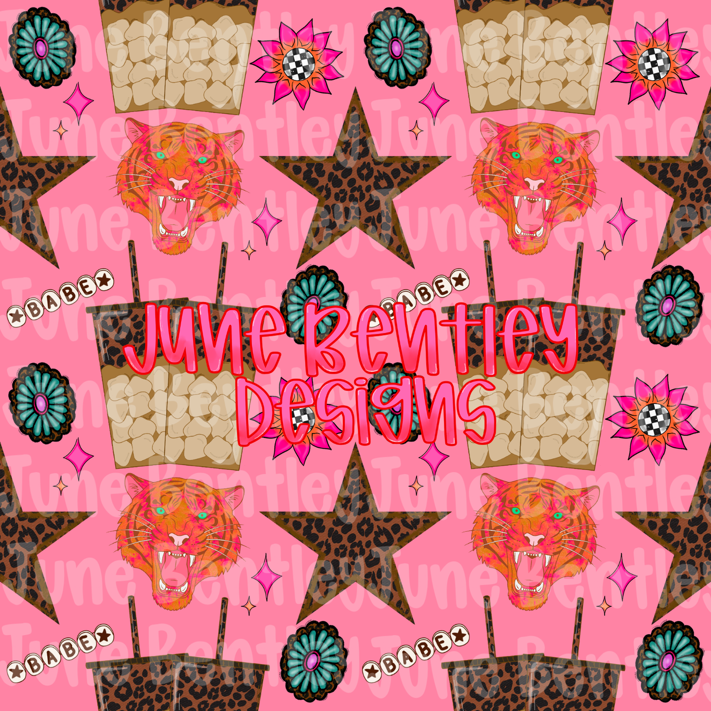Pink cold brew seamless digital download
