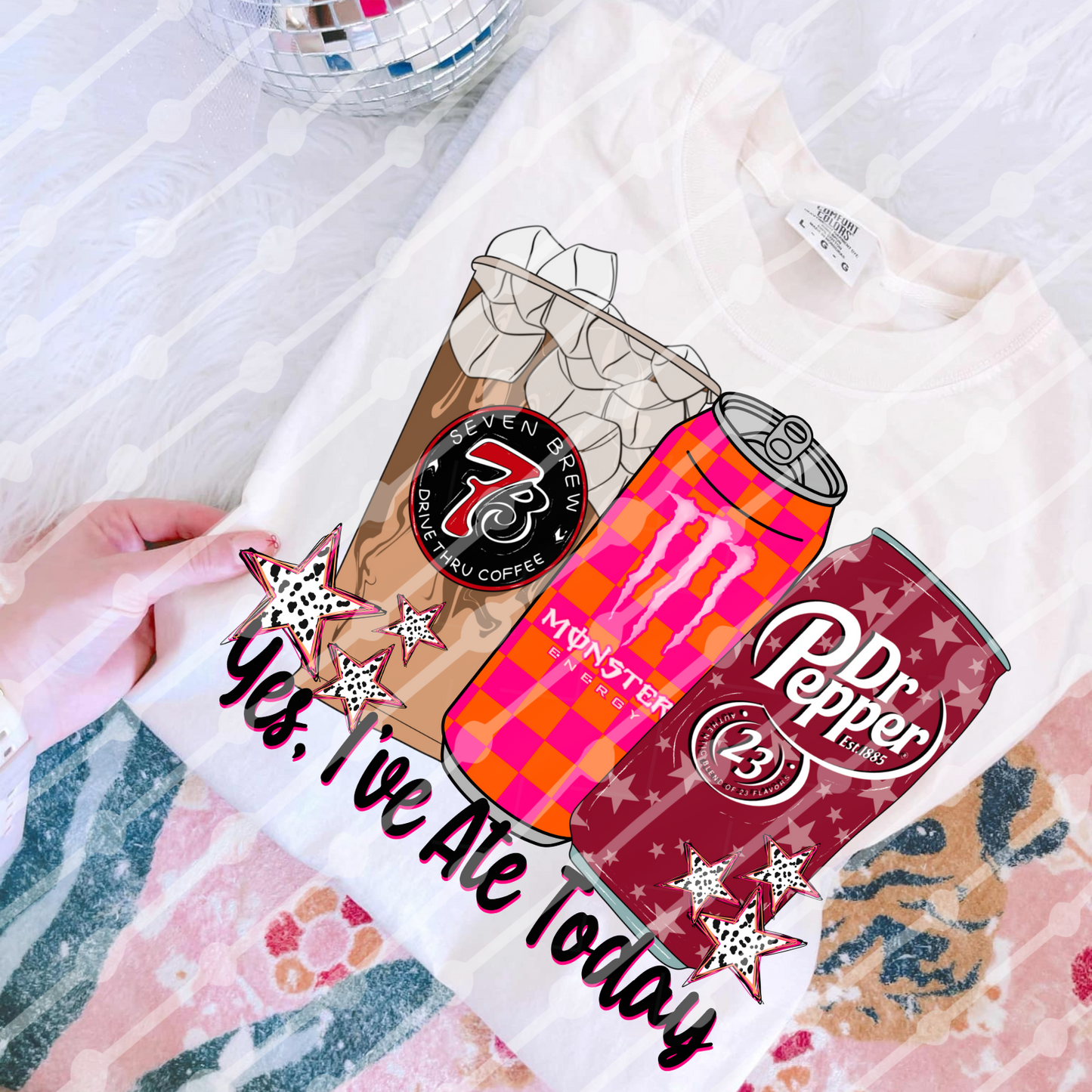 Yes I’ve Ate Today 7B, Pink Orange Checker Monster, Star Dr Pep Digital Download