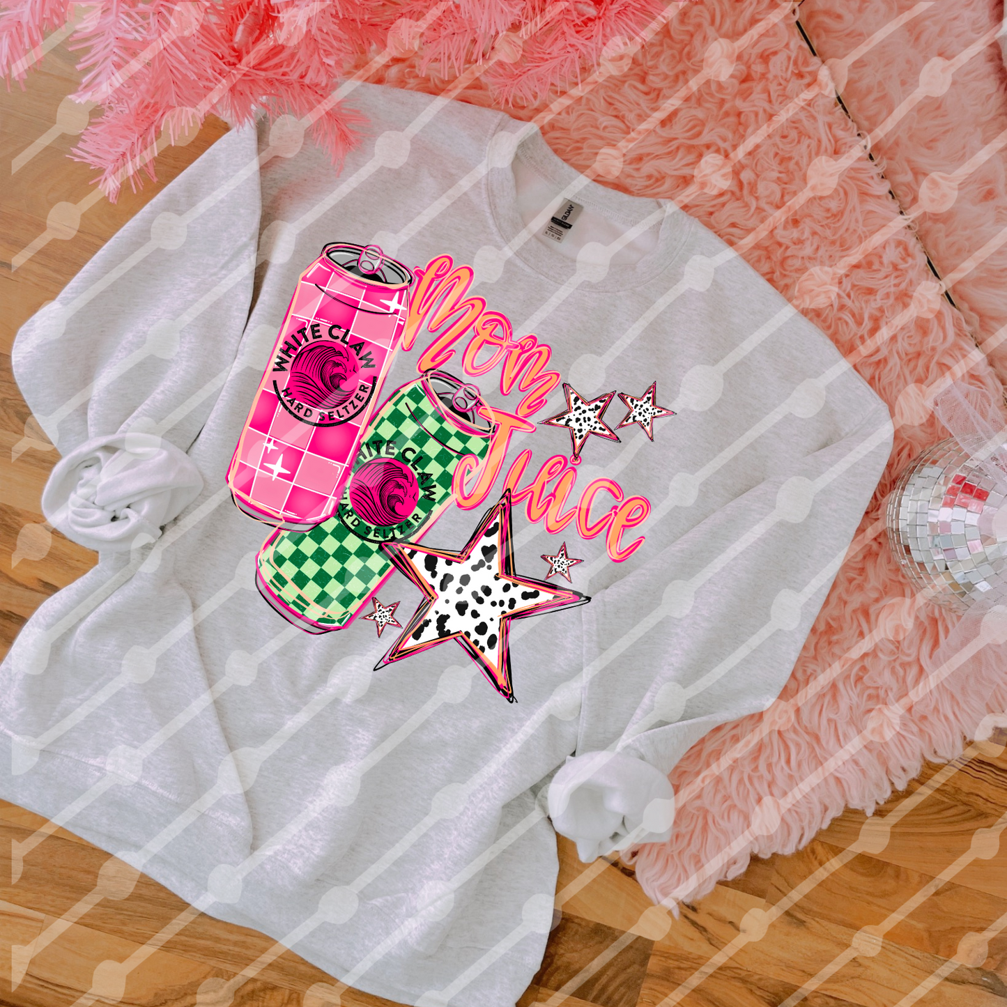 White Claw Mom Juice Pink & Green Checker Digital Download