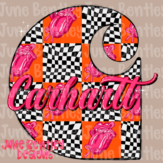 Checkered pink orange tongue ch digital download