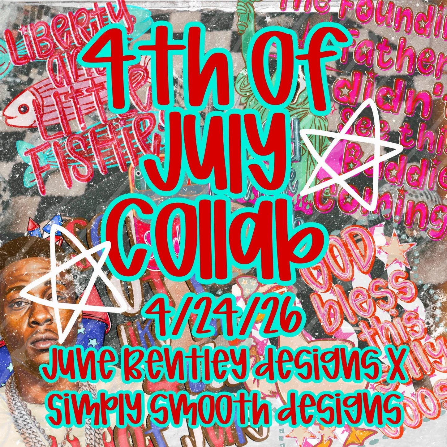 4th of July Collab | June Bentley x Simply Smooth | Includes 20 PNGs + 4 Seamless