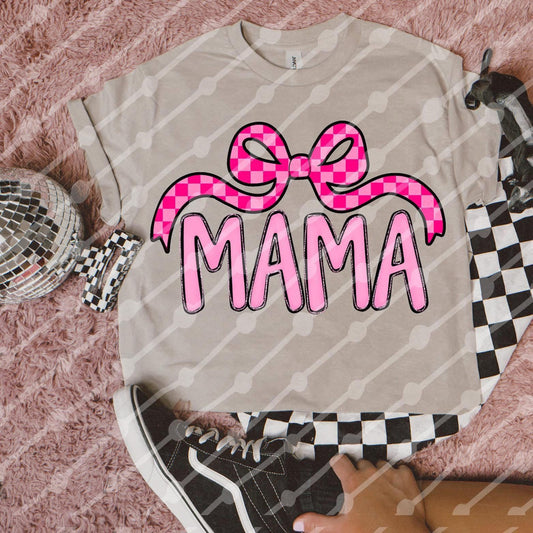Pink Checkered Bow Mama