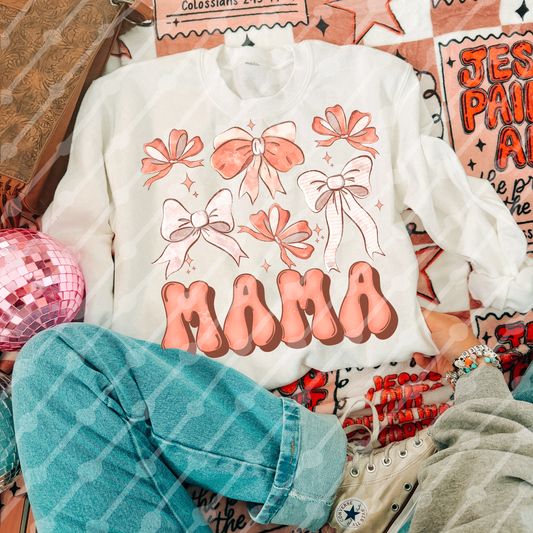 Peachy bow distressed mama digital download