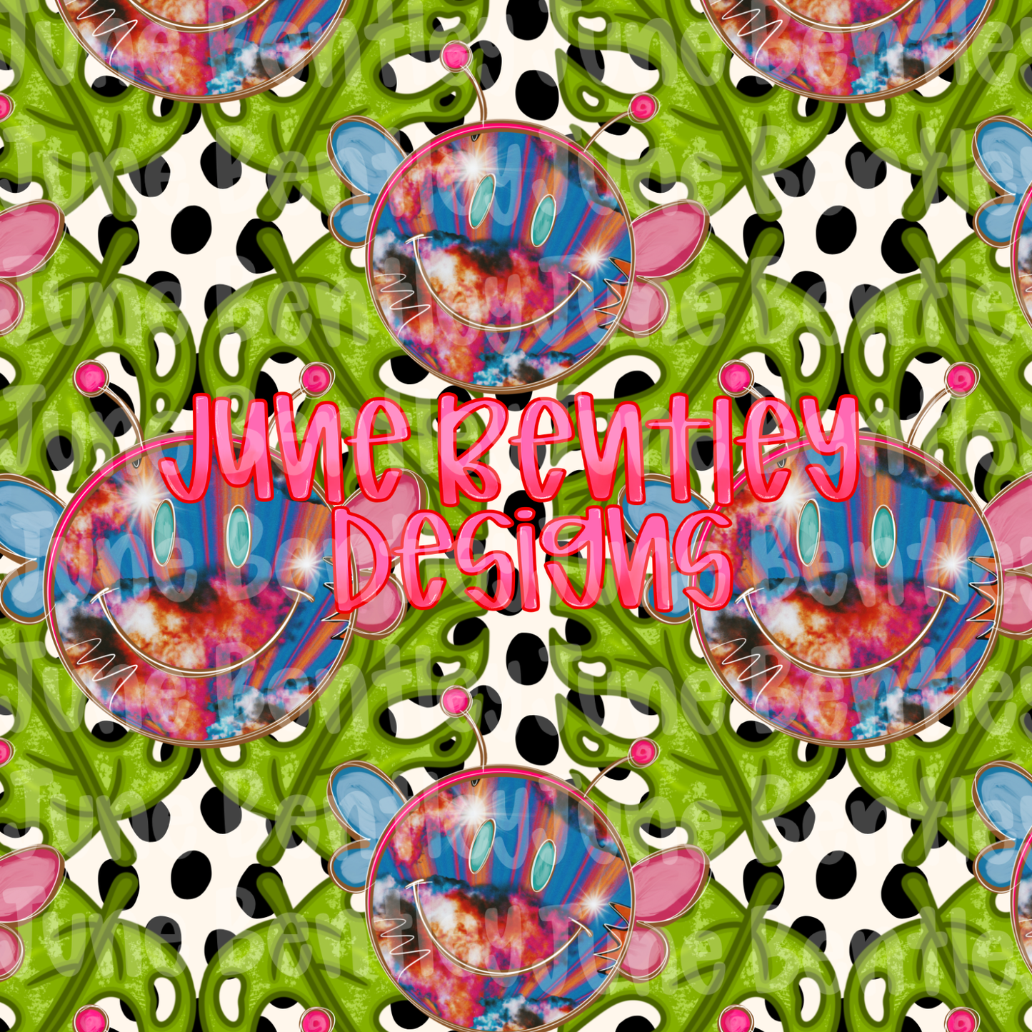 Dalmation leafy smiley seamless file