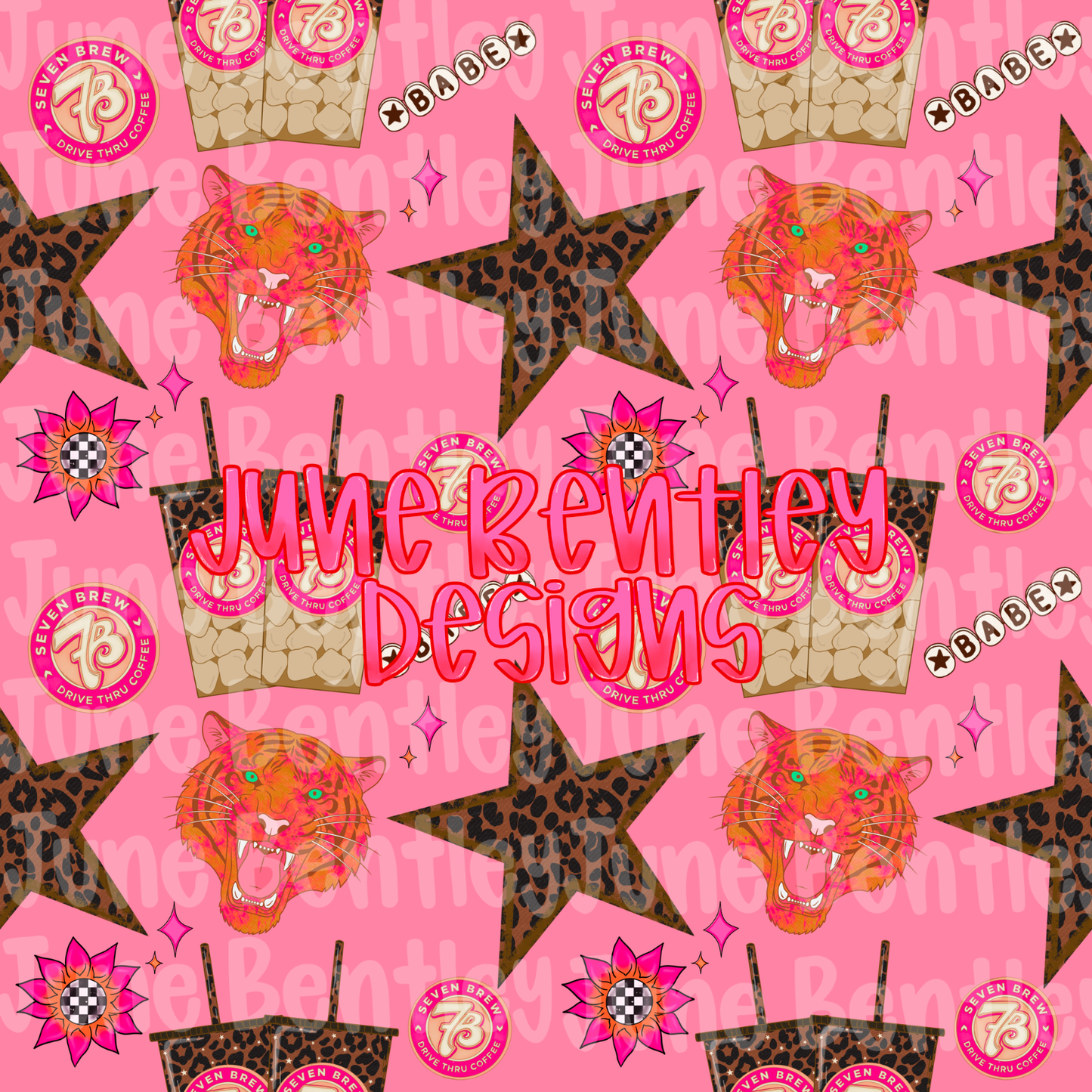 Pink 7brew seamless file digital download