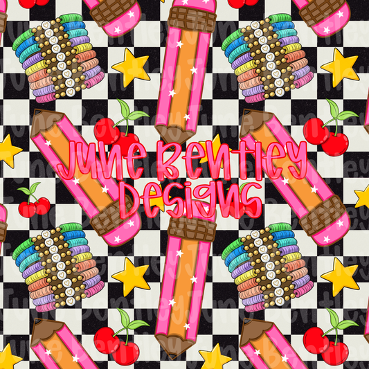 Checkered school seamless digital download