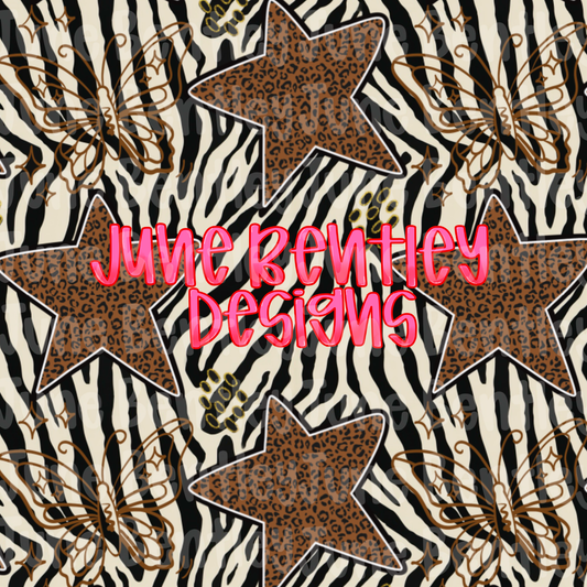 Zebra and brown butterfly outline seamless file