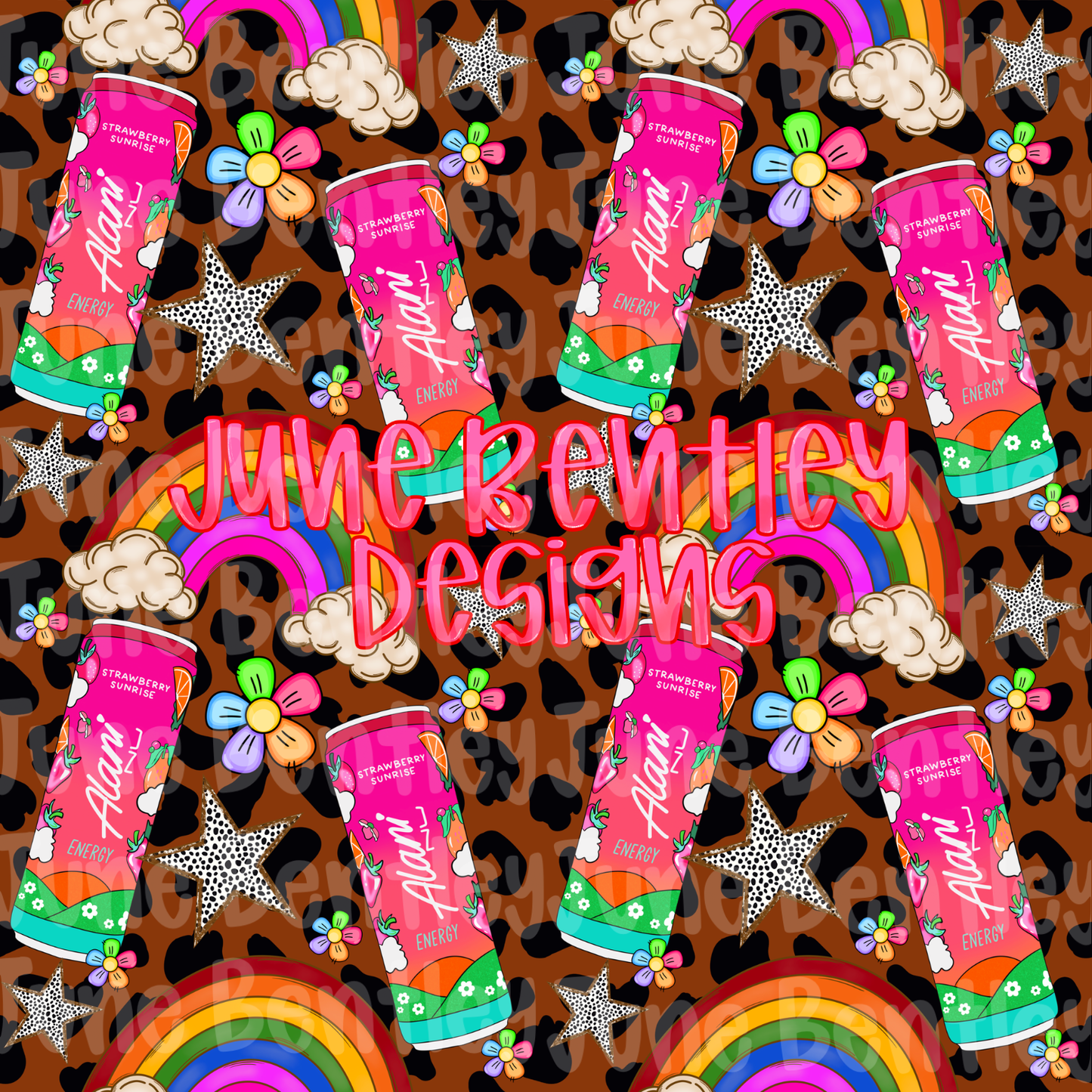 Strawberry sunrise seamless digital download