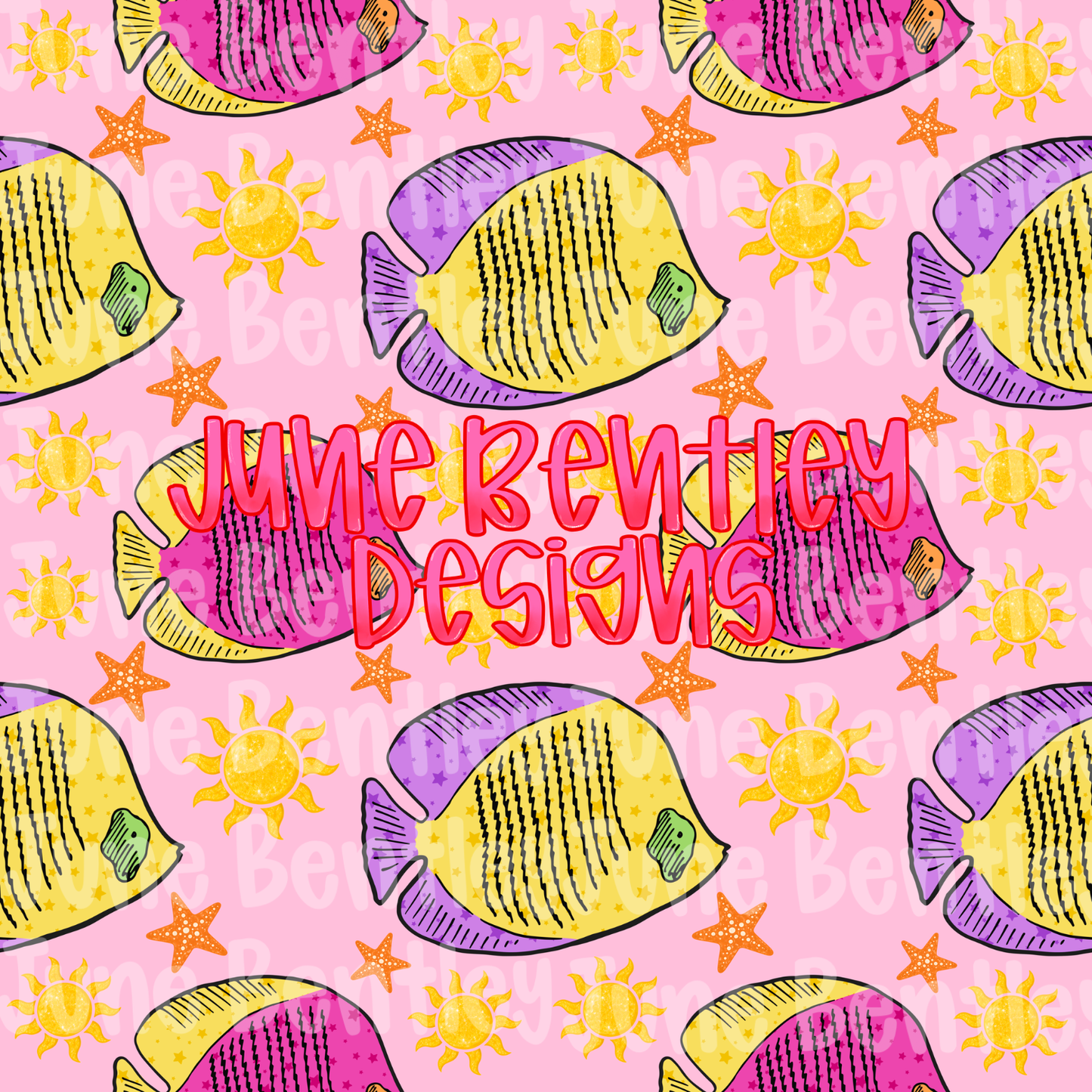 Preppy light pink fish seamless digital download
