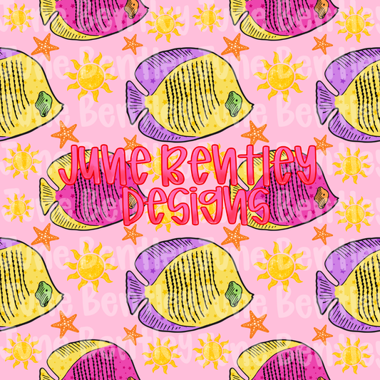 Preppy light pink fish seamless digital download