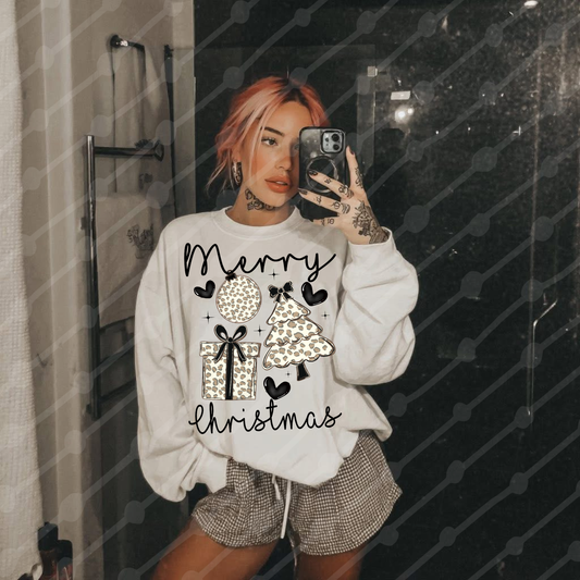 Merry Christmas leopard and black digital download