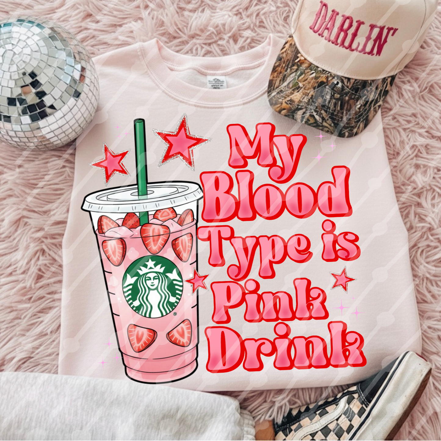 My blood type is pink drink digital download