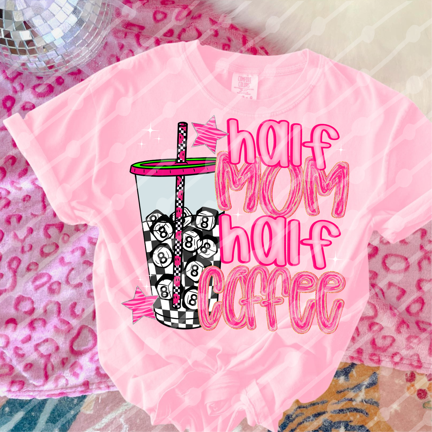 Half mom half coffee checkered digital download