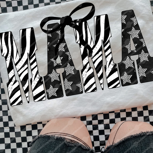 Zebra print and checkered star Mama digital download