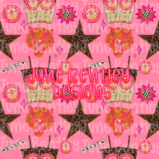 Pink starbies seamless file digital download