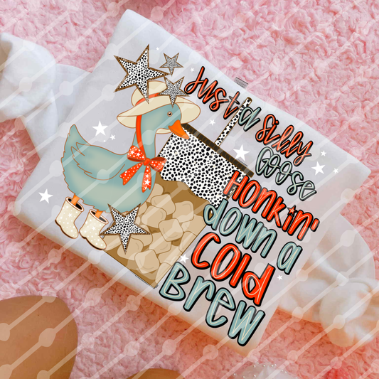 Just a silly goose honkin’ down a cold brew digital download