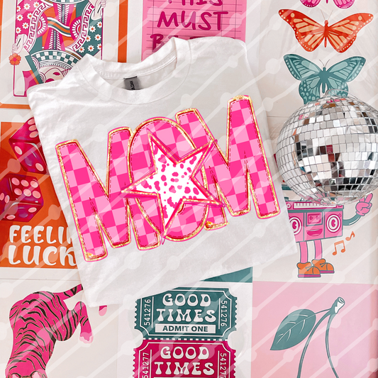 Pink checkered Mom Digital download