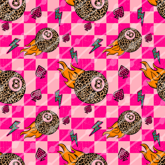 Pink Checkered Leopard 8ball Seamless Digital Download